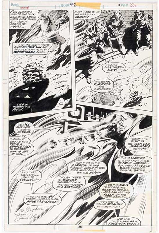 Heritage weekly auction Gene Colan and Tom Palmer’s Tomb of Dracula #42 story page 14