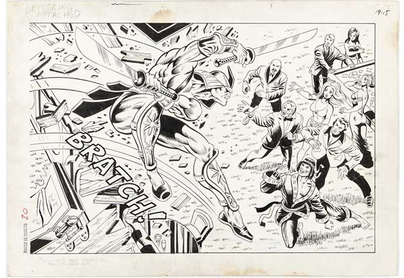 Heritage weekly auction Paul Gulacy and Al Milgrom’s Master of Kung Fu #20 pages 14-15