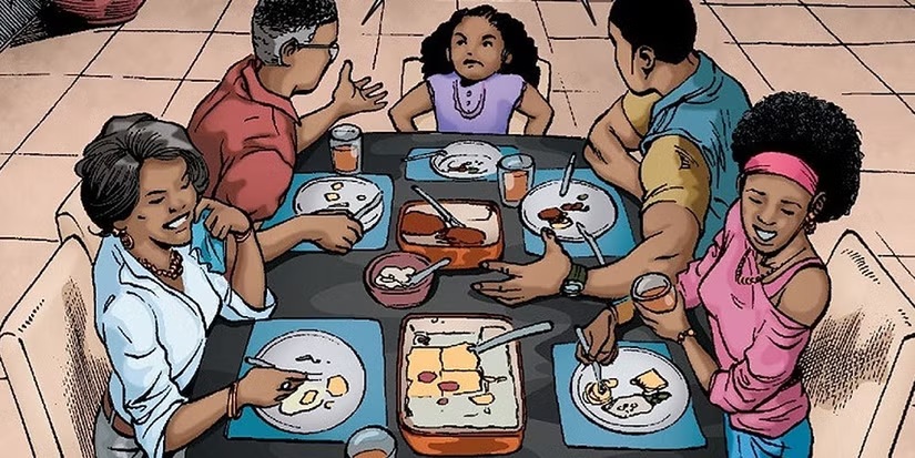 Lucius Fox with his family