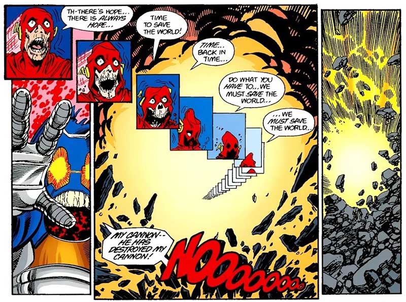 The Flash sacrificing himself in Crisis on Infinite Earths